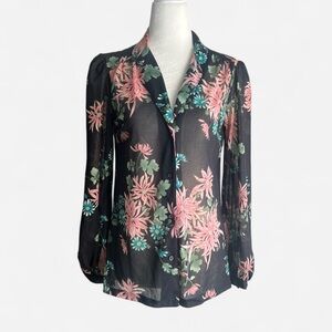 VINTAGE 60’s 70’s Ship N’ Shore semi sheer floral blouse